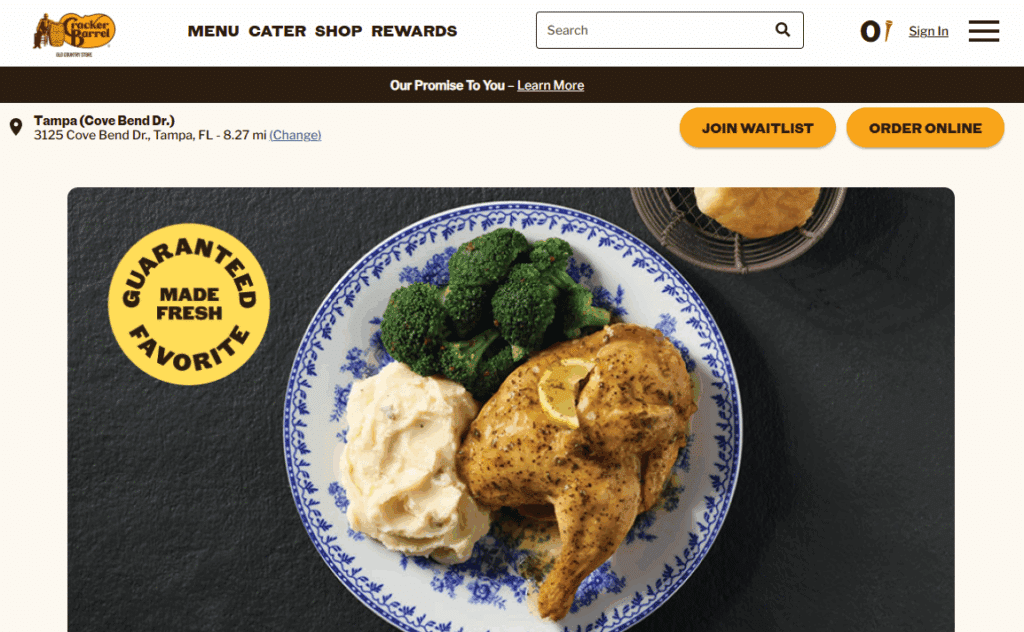New Cracker Barrel Website Design