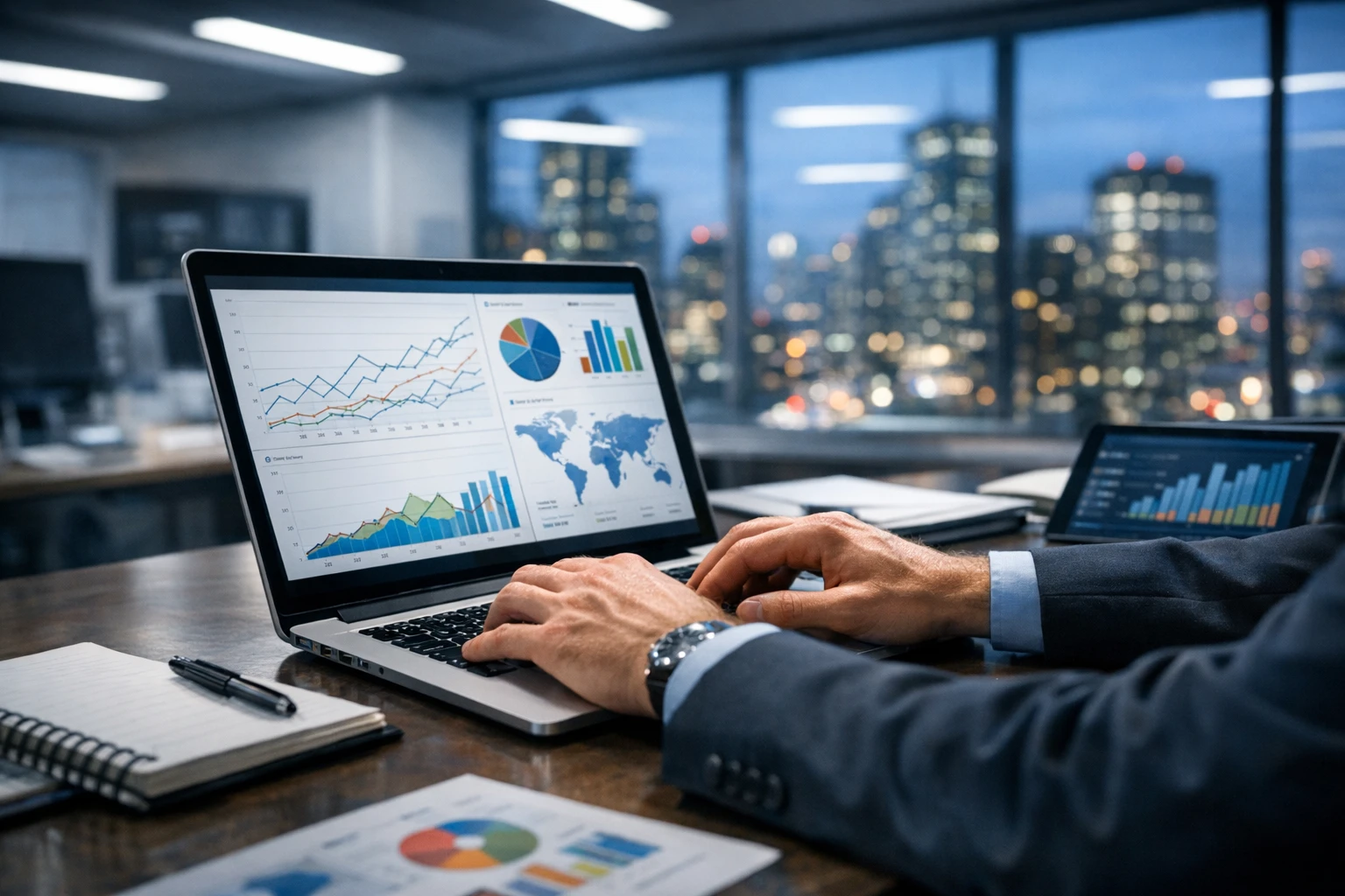Abstract dashboard panels representing AI visibility tracking for brand performance