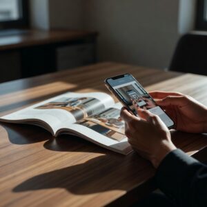 Abstract illustration showing an ad message flowing into a matching landing page
