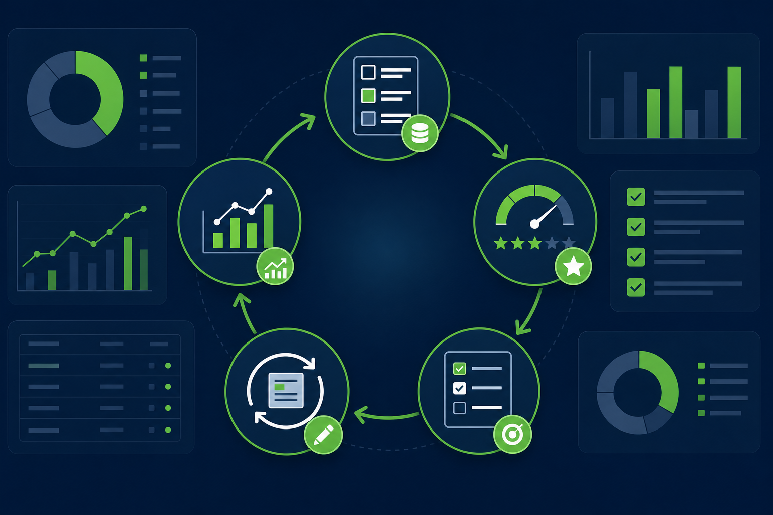 Dashboard showing five-phase B2B content audit workflow with inventory score prioritize refresh measure loop