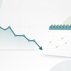 Downward analytics trend on a calendar showing blog traffic falling despite regular publishing