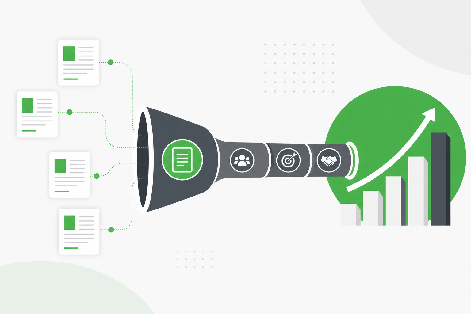 Pipeline funnel connecting blog content to revenue