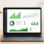 Analytics dashboard charts on laptop