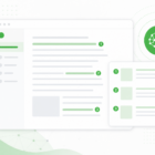 Illustration of AI-generated answer citations with highlighted source documents and analytics dashboard for content engineering