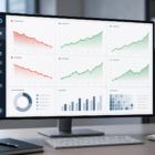 Dashboard charts showing content metrics with decay and growth trends