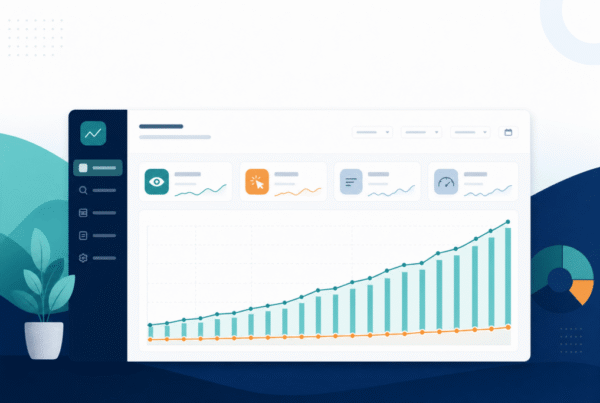 Analytics charts on screen representing a content statistics audit