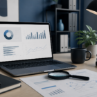 Laptop and analytics charts for checking AI content citations
