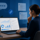 Marketing analyst reviewing content citation and AI search visibility data