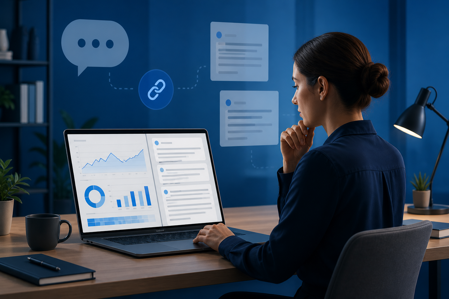 Marketing analyst reviewing content citation and AI search visibility data