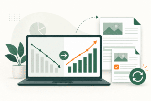 Illustration of blog traffic declining and recovering after a content refresh