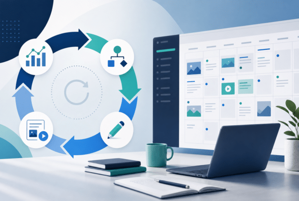 Content calendar dashboard showing living content strategy refresh cycle for B2B marketing teams
