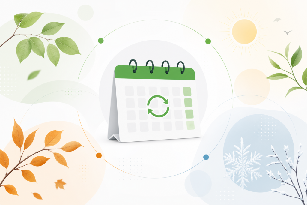 Seasonal content refresh calendar for evergreen marketing hub pages