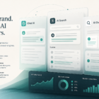 Abstract dashboard panels representing brand presence across AI answer engines