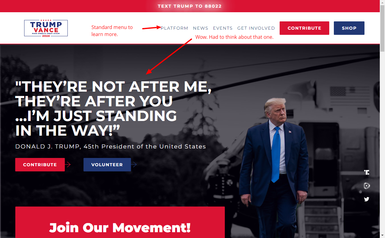 Trump Homepage